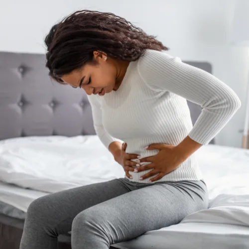 Stress abdominal pressure connected to breathing patterns, diaphragm function, reflux, and bloating